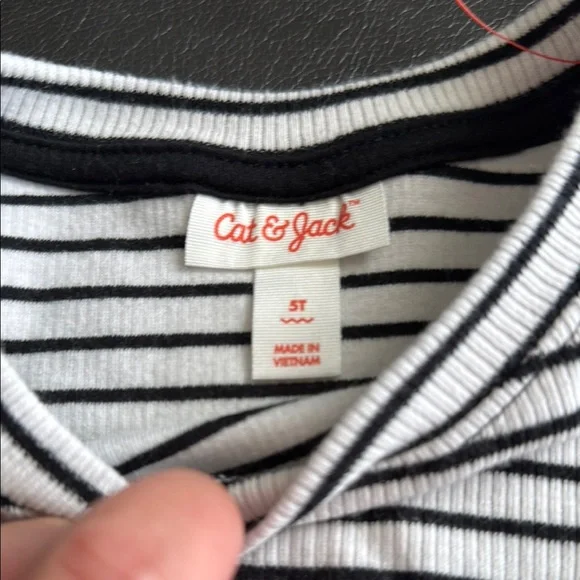 Cat & Jack Black and White Striped Long Sleeve Tee - Picture 2 of 2